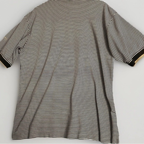 Ashworth Black And White Striped Polo Shirt Golf Logo Size XL Preppy Classic - Picture 2 of 8